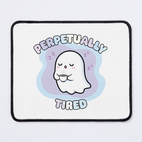 Item preview, Perpetually Tired Ghost Drinking Coffee - Funny Cute Exhausted Sleep Deprived Art designed and sold by Greemo03.