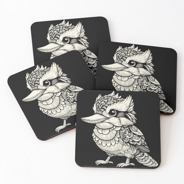 Item preview, Baby Kookaburra Zentangle Art – Australian Bird Linocut Illustration designed and sold by Aritxa.