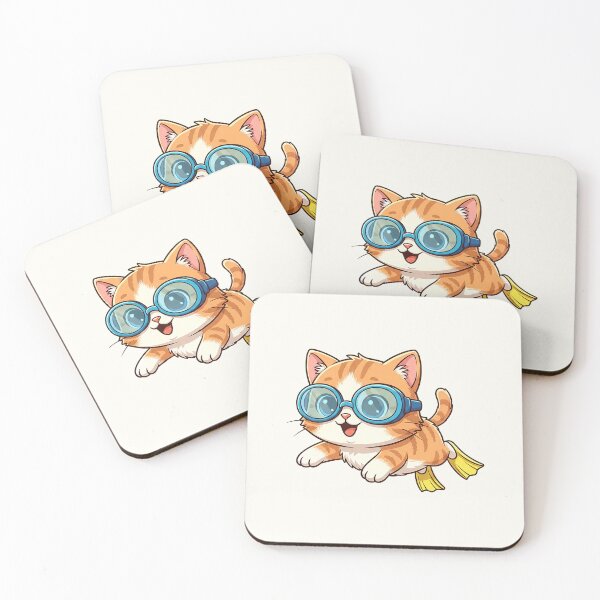 Item preview, Swimming Cat Illustration designed and sold by HoopeStylee.