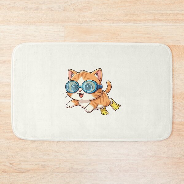 Item preview, Swimming Cat Illustration designed and sold by HoopeStylee.
