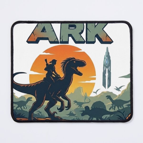 Item preview, Ark Survival: Raptor Rider & Obelisk Sunset - Gamer Dinosaur Art designed and sold by Tamer ⭐⭐⭐⭐⭐.
