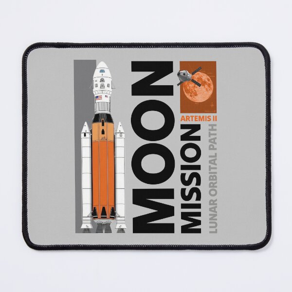 Artemis II Moon Mission SLS Rocket Infographic Space Art Mouse Pad