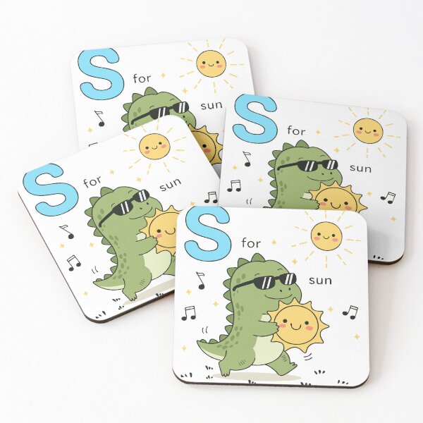 Item preview, S for Sun – Cute Kawaii Dinosaur Alphabet Art for Kids designed and sold by MeeraArts&Crafts.