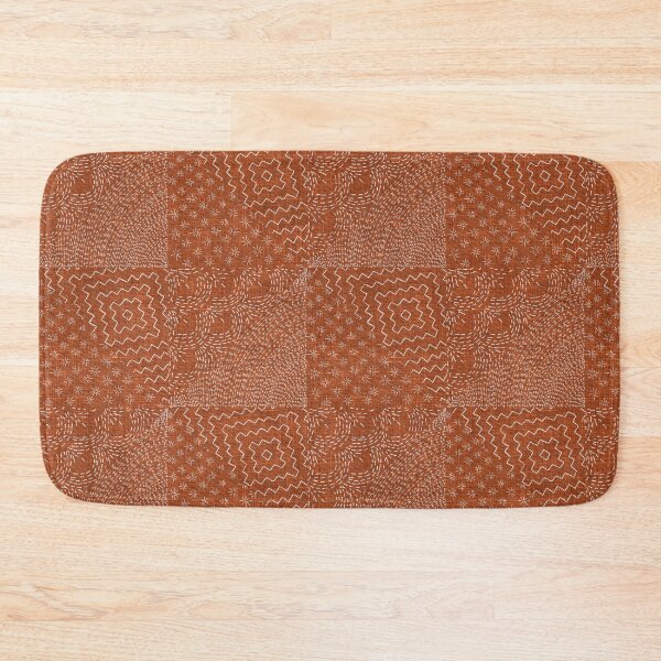 Item preview, Terracotta Brick Stitch Japanese Visible Mended Fabric Print  designed and sold by LoveAlways-AEP.