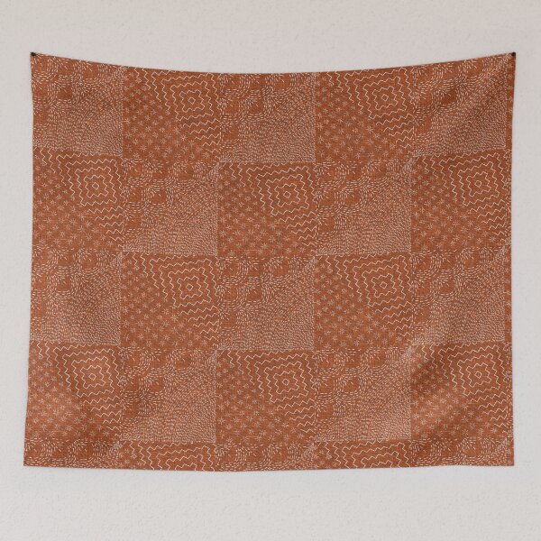 Item preview, Terracotta Brick Stitch Japanese Visible Mended Fabric Print  designed and sold by LoveAlways-AEP.