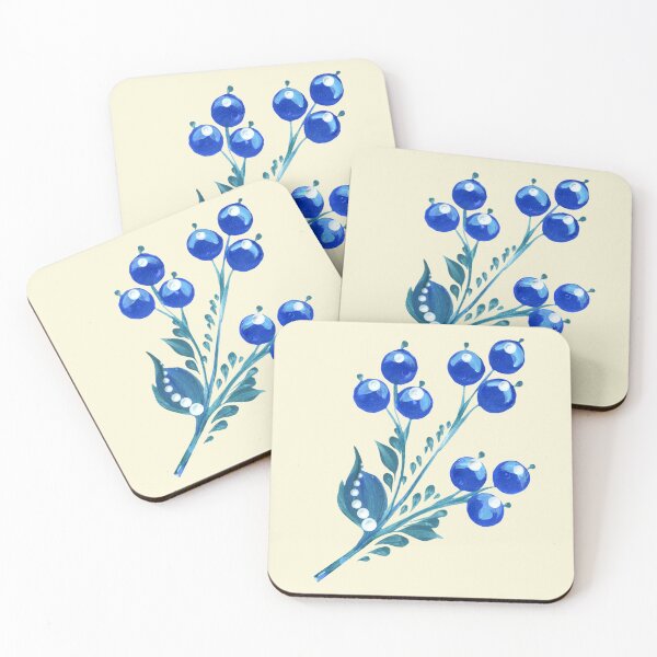 Item preview, Blue berries Ukraine art, Petrykivka style, author's drawing, bouquet berries designed and sold by Sunflower-7.