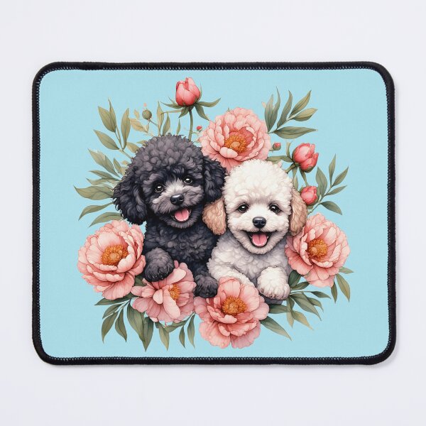 Item preview, Poodle puppies among peony flowers. designed and sold by Natalia-Vlad.