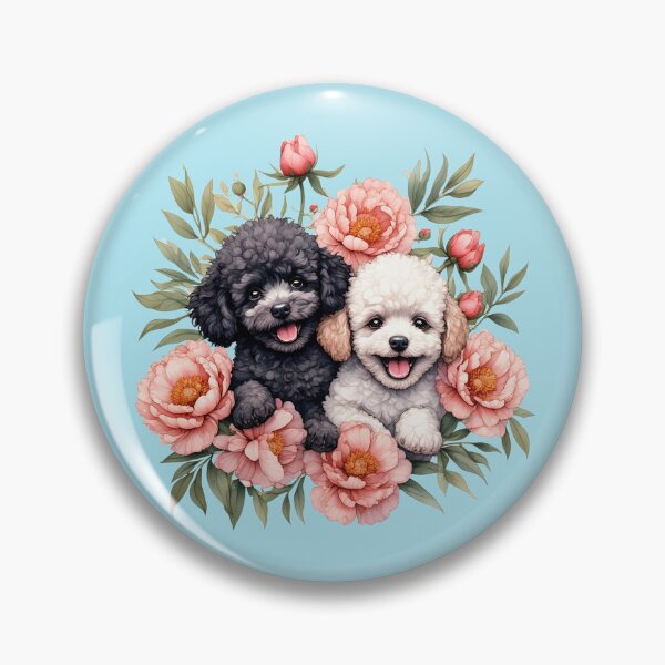 Item preview, Poodle puppies among peony flowers. designed and sold by Natalia-Vlad.