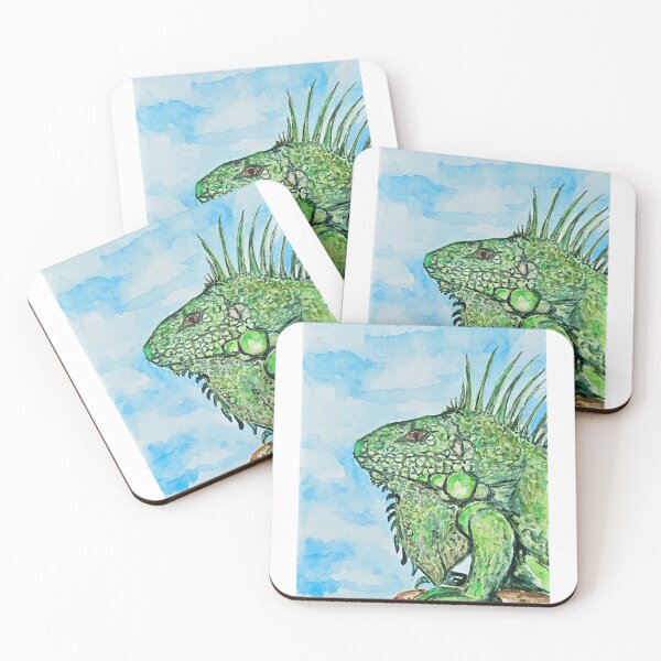 Item preview, Green Iguana Watercolor Painting designed and sold by SqueakySketches.
