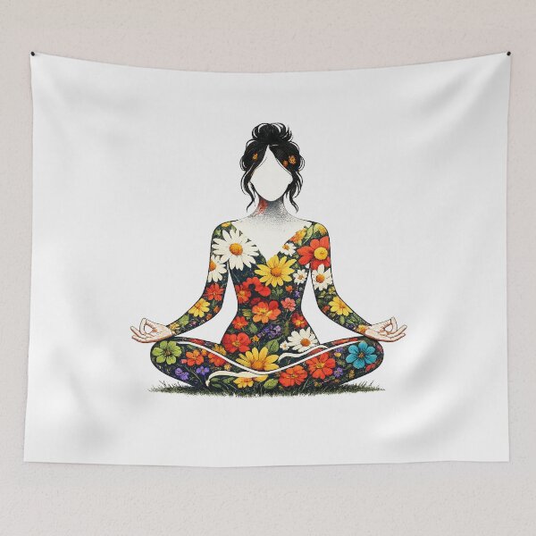 Item preview, Floral Meditation Silhouette Yoga designed and sold by TerryInkDesigns.