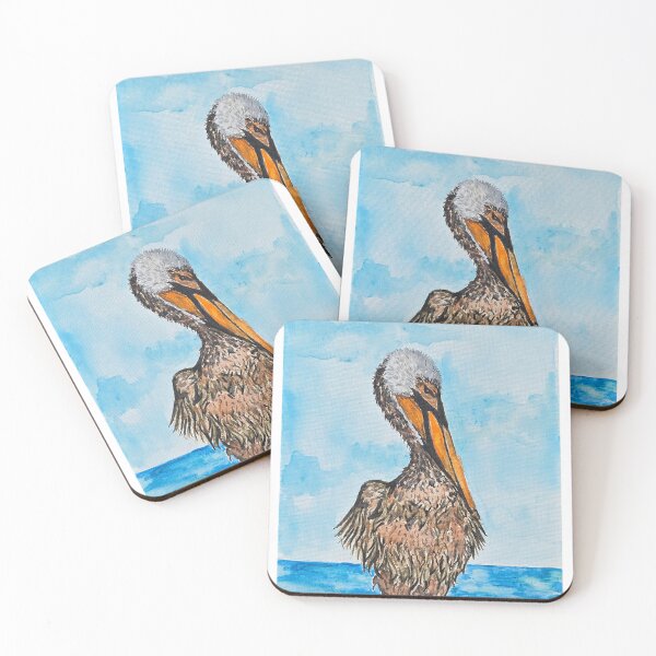 Item preview, Pelican At the Shore Watercolor Painting designed and sold by SqueakySketches.