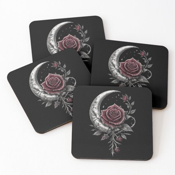 Item preview, Gothic Rose Crescent Moon Dark Floral Art designed and sold by MasCorner.