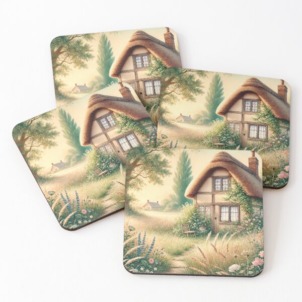 Item preview, Thatched Cottage Garden Path – Cozy Cottagecore Escape designed and sold by ArtFreshStudio.