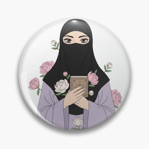 Item preview, Beautiful Niqabi Woman Holding Quran with Pink Flowers - Islamic Art Sticker designed and sold by artbywafa2025.