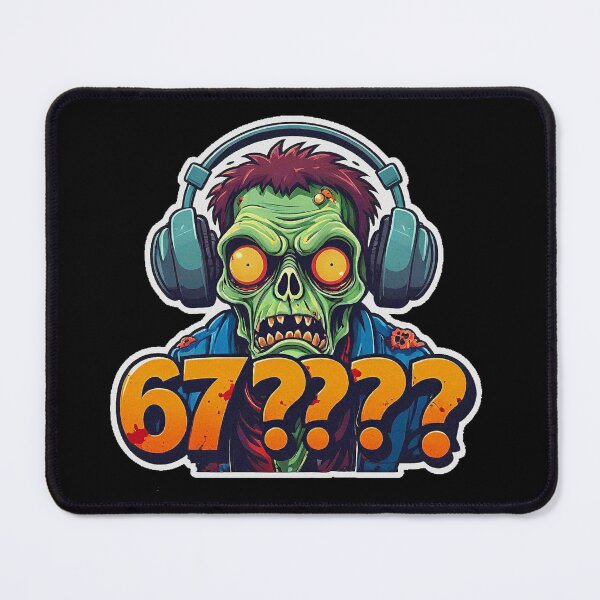 Item preview, Funny Zombie with headphones shouting the meme 67!!!! designed and sold by Giulivo Store Graphic.