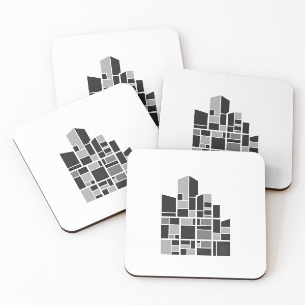Item preview, Geometric abstract structure with multiple rectangular prisms in a gradient of grays designed and sold by VerizalShop.