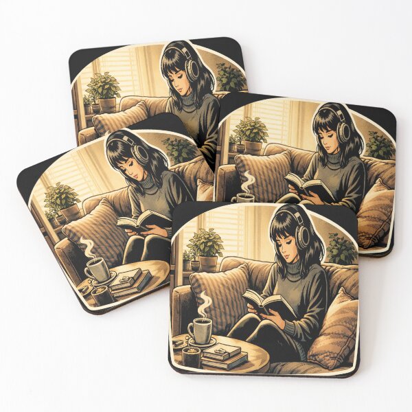Item preview, Book Lover Lofi Girl – Cozy Sofa Coffee Reading – gift for book lovers • Retro Comics • Vintage Halftone designed and sold by JacobKAurumhead.