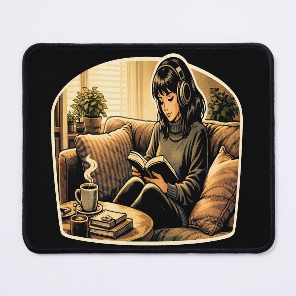 Item preview, Book Lover Lofi Girl – Cozy Sofa Coffee Reading – gift for book lovers • Retro Comics • Vintage Halftone designed and sold by JacobKAurumhead.