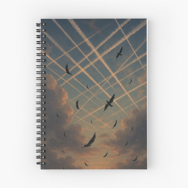 Item preview, Falling Feathers in a Chemtrail Sky – Surreal Symbolism designed and sold by LuxuryApparels.