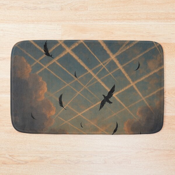 Item preview, Falling Feathers in a Chemtrail Sky – Surreal Symbolism designed and sold by LuxuryApparels.
