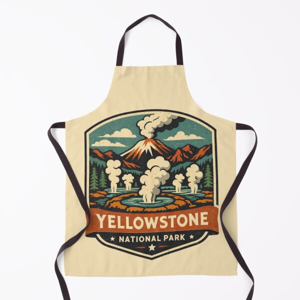 Artikelvorschau, Vintage-Abzeichen des Yellowstone-Supervulkans im Nationalpark | Kunst zum geothermischen Bergabenteuer entworfen und verkauft von Globalcitytees.