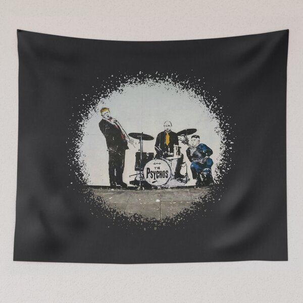 Item preview, THE PSYCHOS - Trump Sings, Putin Drums, Jinping Riffs - Banksy Satire Shreds! designed and sold by Big Bang Canvas.