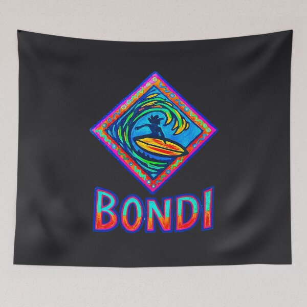Item preview, BONDI Surf Art, Neon Surfer in Motion, Coastal Wave Design designed and sold by Big Bang Canvas.