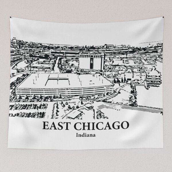 Item preview, East Chicago IN - Ink Cityscape Illustration designed and sold by Lakeric.