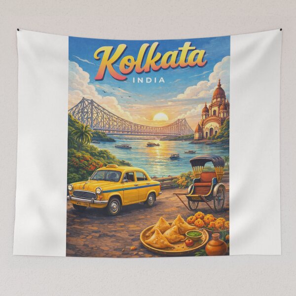 Item preview, Kolkata – Sunset by the Ganges and Howrah Bridge designed and sold by Places On Earth.