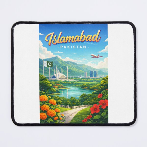 Item preview, Verdant Vista of Faisal Mosque and Margalla Hills, Islamabad designed and sold by Places On Earth.