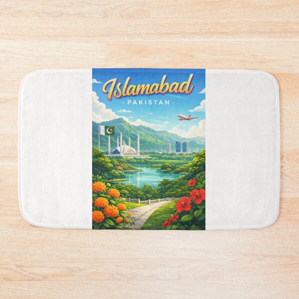 Item preview, Verdant Vista of Faisal Mosque and Margalla Hills, Islamabad designed and sold by Places On Earth.