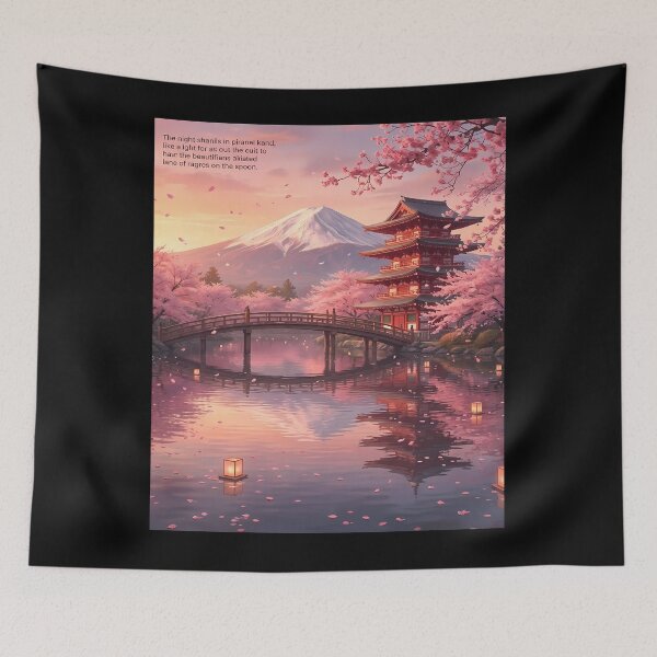 Item preview, Japanese Pagoda with Cherry Blossoms designed and sold by 7She.