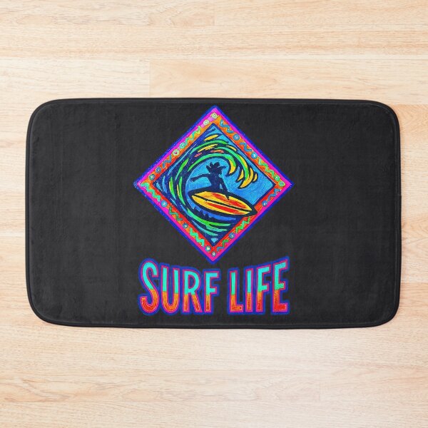 Item preview, SURF LIFE Art, Neon Surfer in Motion, Coastal Wave Design designed and sold by Big Bang Canvas.