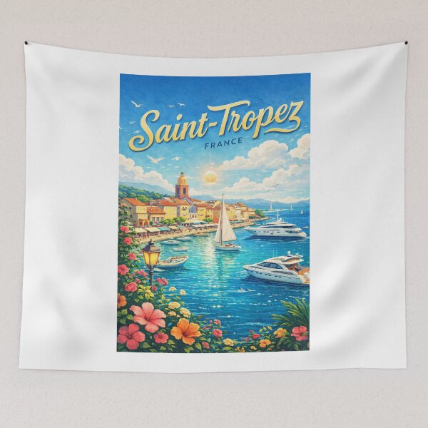Item preview, Sun-Drenched Yachts and Terracotta Rooftops of Saint-Tropez, France designed and sold by Aryabek.