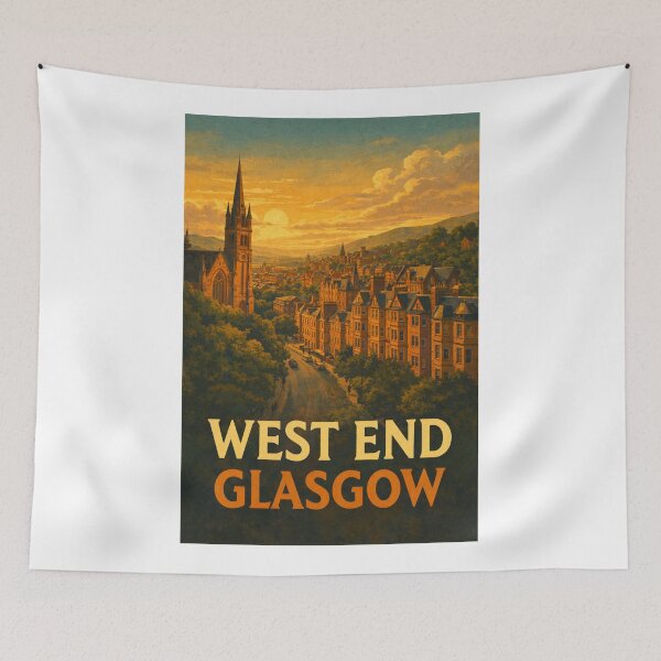 Item preview, Sunset Across the Spires and Terraces of West End, Glasgow, Scotland designed and sold by Aryabek.