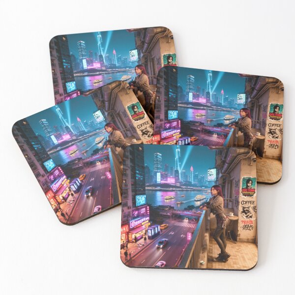 Item preview, Cyberpunk city riverfront views designed and sold by aykiradesigns.