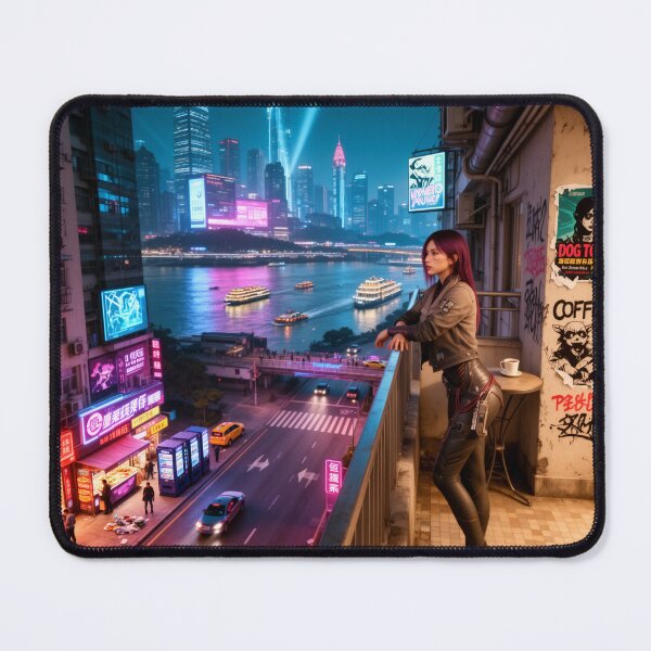 Item preview, Cyberpunk city riverfront views designed and sold by aykiradesigns.