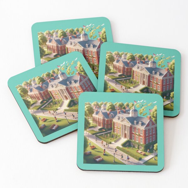 Item preview,  Ivy League Campus Scene – American University Atmosphere with USA Flag   designed and sold by PaintMeWorld.
