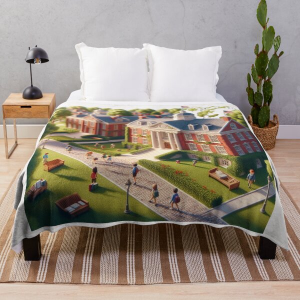 Item preview, Ivy League Campus Scene – American University Atmosphere with USA Flag designed and sold by PaintMeWorld.