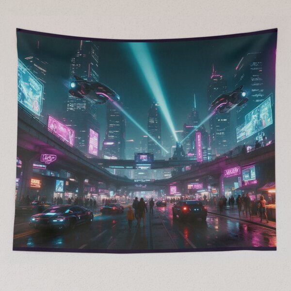 Item preview, Cyberpunk city at night designed and sold by aykiradesigns.