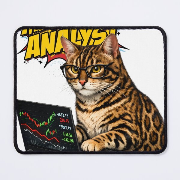 Item preview, MEOWRKET ANALYST – Bengal Cat Stock Market Trader Finance T-Shirt designed and sold by HOUSE OF TIST.