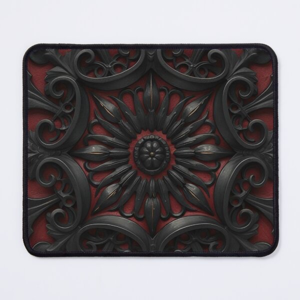 Item preview, Obsidian Crimson Crest – Gothic Ornamental Mandala designed and sold by Colorshow-relax.