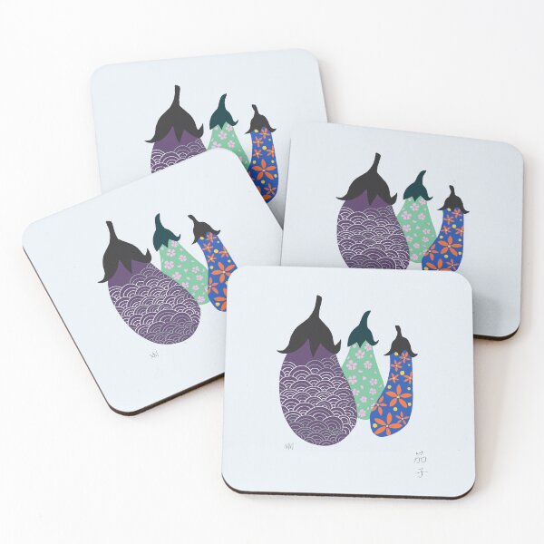 Item preview, Japanese Eggplant Art with Wagara Patterns designed and sold by WildPaletteMM.