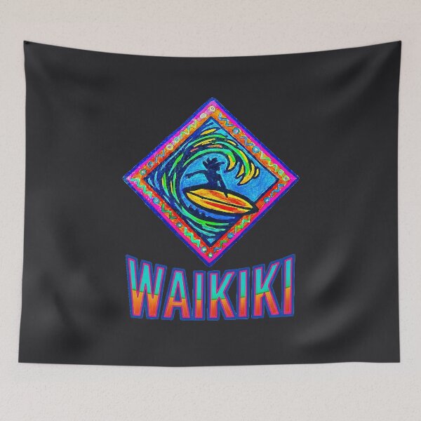 Item preview, WAIKIKI Surf Life Art, Neon Surfer in Motion, Coastal Wave Design designed and sold by Big Bang Canvas.