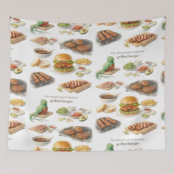 Item preview, Resplendent Bird Burger Recipe Shirt – Hand-Drawn Diagram Tee, Minimalist Food Illustration designed and sold by fishnsteve.