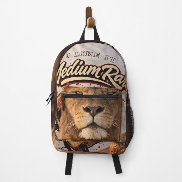 Item preview, Lion BBQ Apron Carnivore Design - I like it Medium Rare designed and sold by Chaos-Approved.