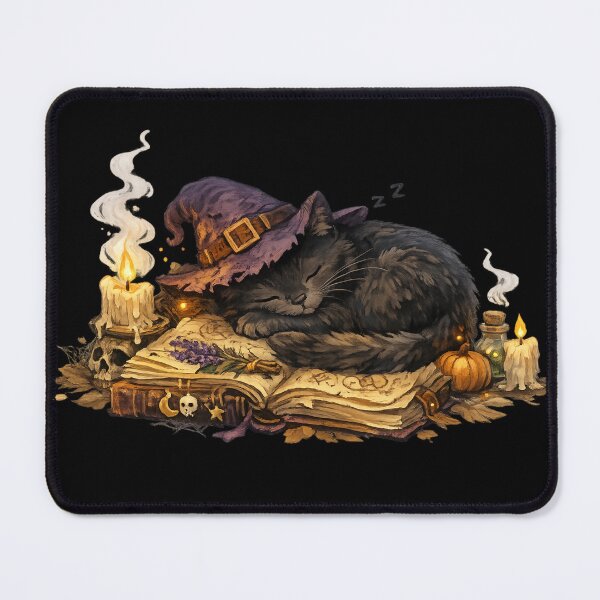 Item preview, Sleeping Witch Cat with Spellbook and Candlelight designed and sold by Mouraludia.