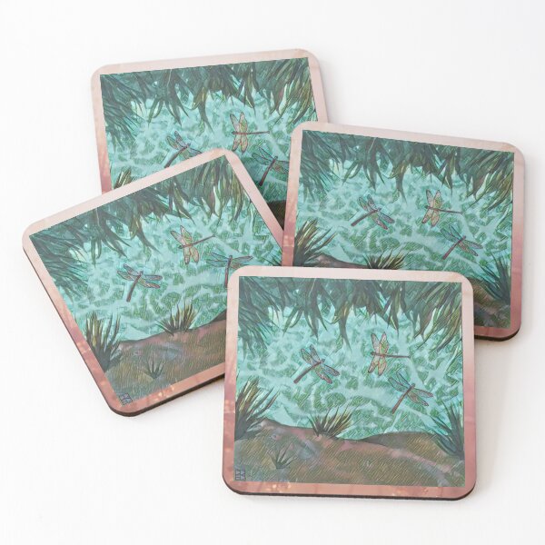 Item preview, Three Dragonflies with Aqua designed and sold by oh-bi-me.
