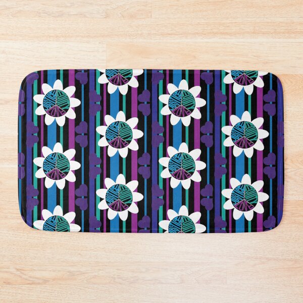 Item preview, White Peace Love Justice Equity Flower with Hearts on Jewel Toned Vertical Stripes designed and sold by Digitalmyth's Designs.