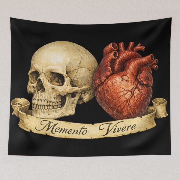 Item preview, Memento Vivere – Skull and Heart Symbol designed and sold by Mouraludia.